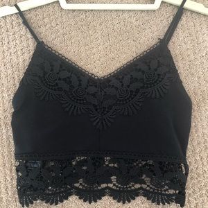 ⭐️Topshop Black Floral Lace Crop Top